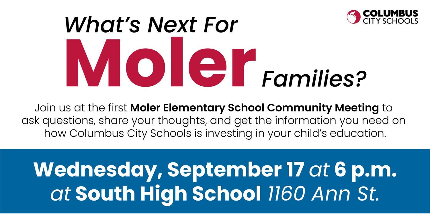 moler september meeting on the 17th at 6 pm at south high school